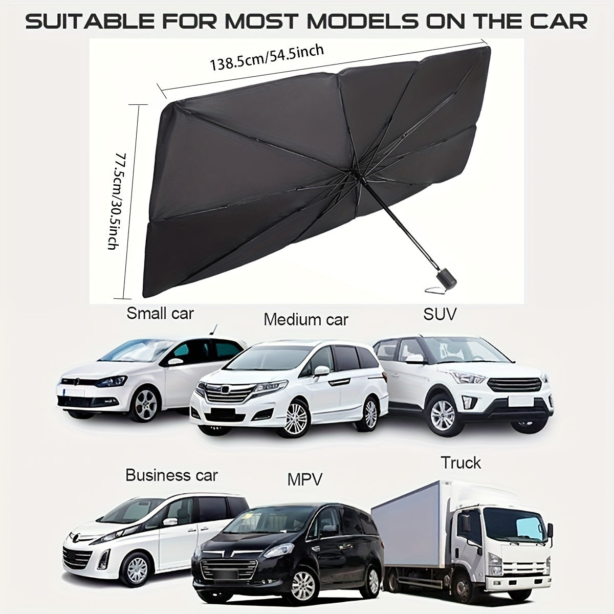 Car Sunshade Front Windshield Sunscreen Heat Insulation Sunshade Blocking Plate Blackout Curtain Gear Car Interior Windshield Small Car Cover Umbrella