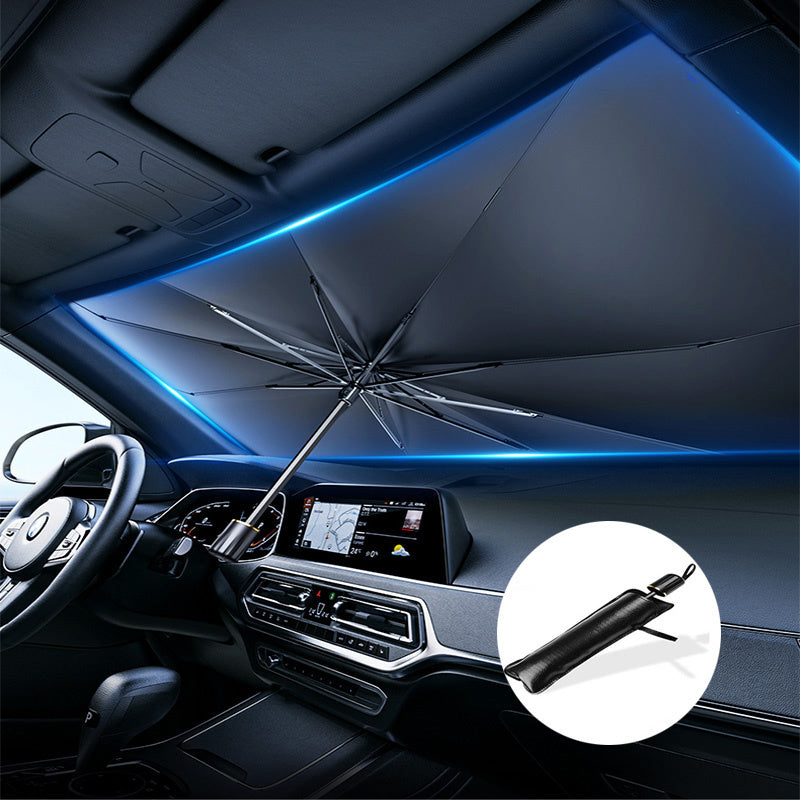 Car Sunshade Front Windshield Sunscreen Heat Insulation Sunshade Blocking Plate Blackout Curtain Gear Car Interior Windshield Small Car Cover Umbrella