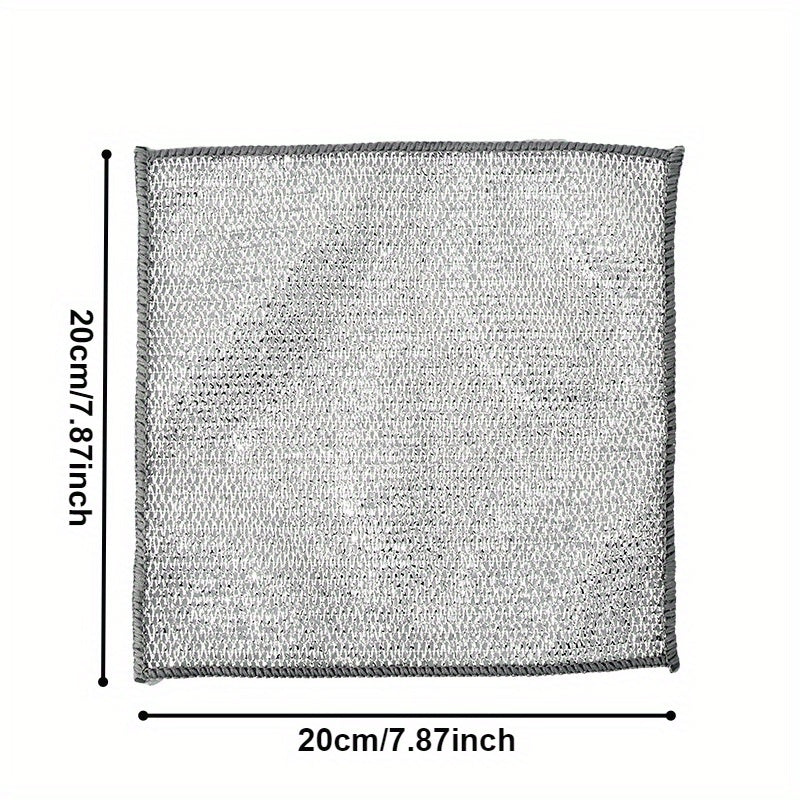 50/30/10pcs Microfiber Metal Wire Cloth, Silvery Grey, Double-sided Reusable, Fade Resistant, Weather Resistant, Shrink Resistant, for Tableware, Cooking Utensils, Kitchen and Bathroom Sinks, Commercial Cleaning