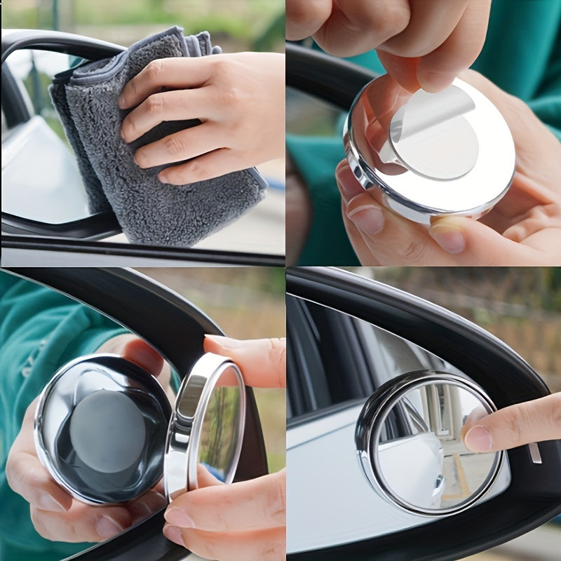 2pcs Car Rearview Mirror High-definition Round Mirror 360-degree Adjustable Blind Spot Mirror Wide-angle Mirror, Increase Child's