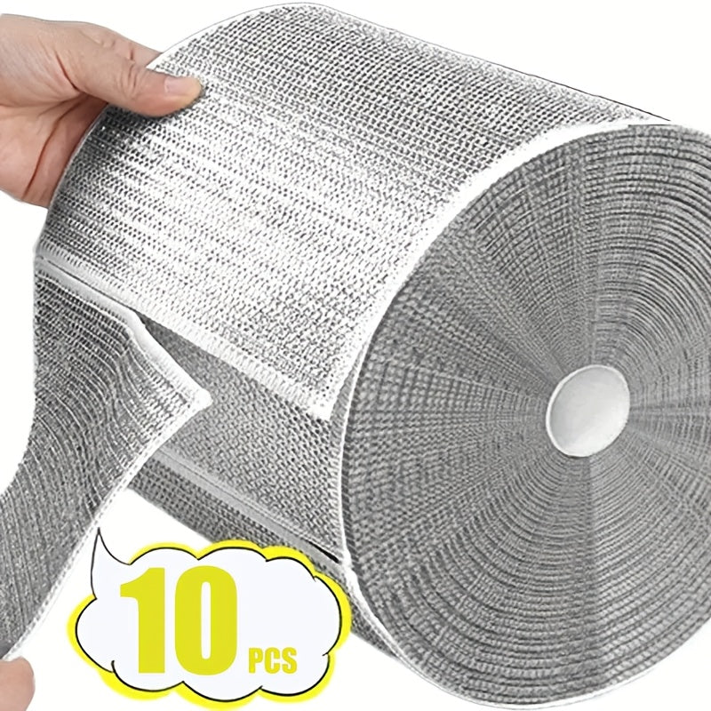 50/30/10pcs Microfiber Metal Wire Cloth, Silvery Grey, Double-sided Reusable, Fade Resistant, Weather Resistant, Shrink Resistant, for Tableware, Cooking Utensils, Kitchen and Bathroom Sinks, Commercial Cleaning