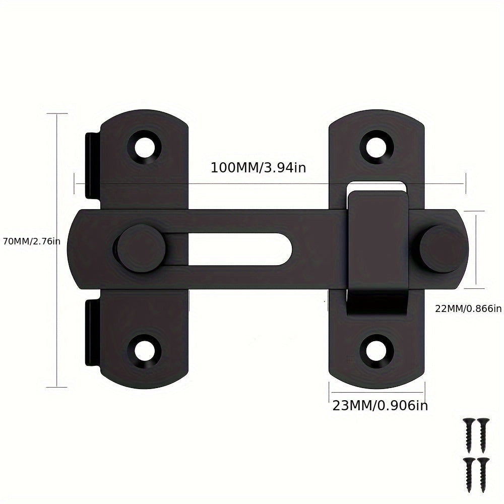 2 pc Stainless Steel Barn Door Lock, 180° Flip Sliding Latch with Manual Handle, Mortise Lock for Garage, Bathroom, Outdoor - Unfinished Finish, Normal Door Handing