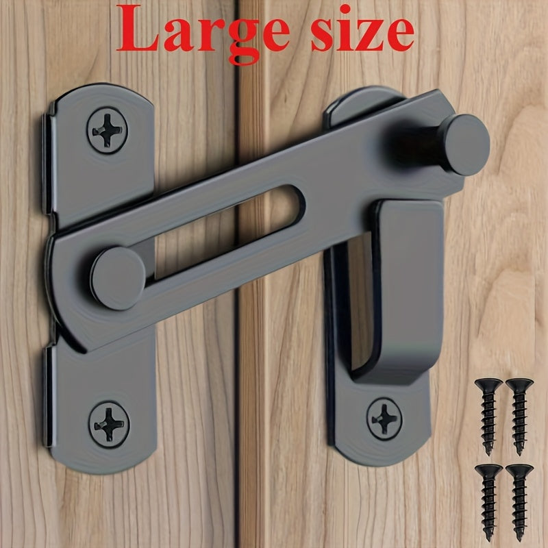 2 pc Stainless Steel Barn Door Lock, 180° Flip Sliding Latch with Manual Handle, Mortise Lock for Garage, Bathroom, Outdoor - Unfinished Finish, Normal Door Handing