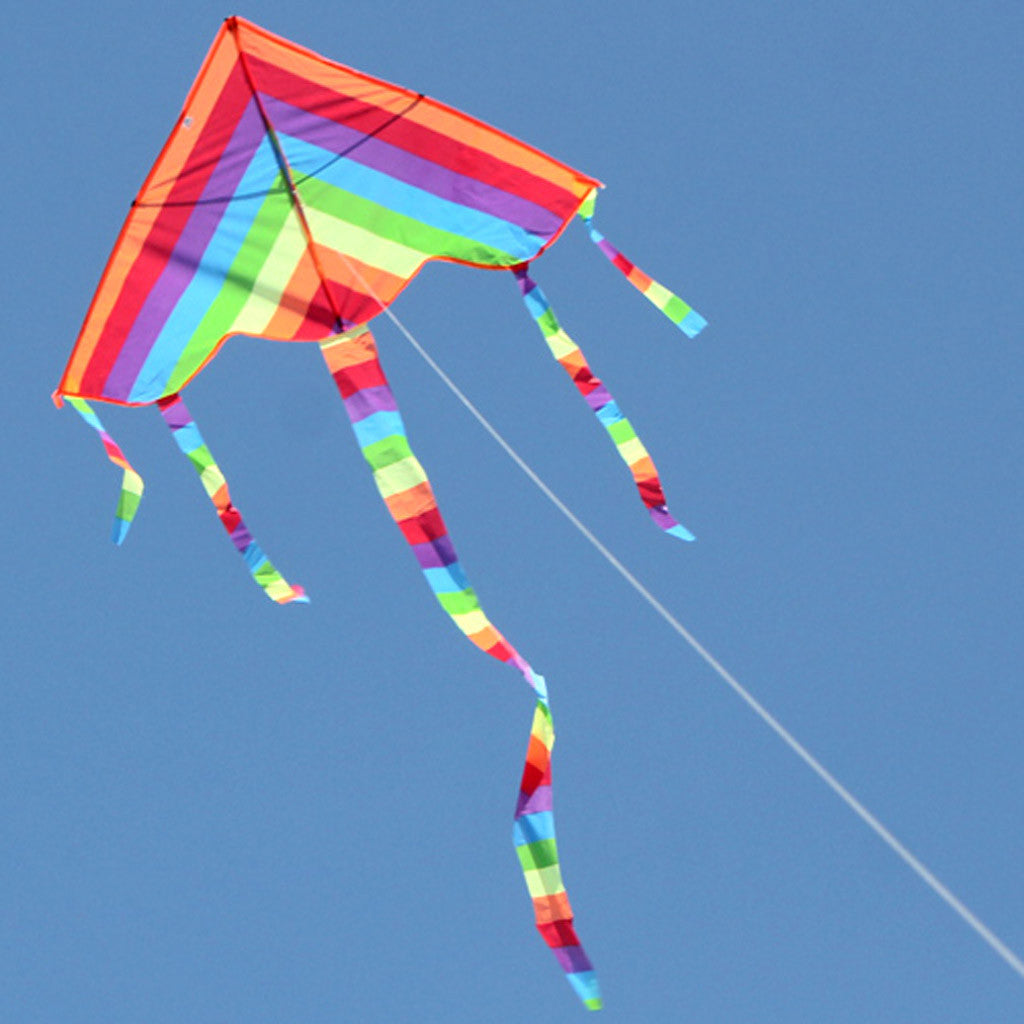 new Colorful Triangle Rainbow Kite Flying Toys Kite For Children Kids With 30M Kite String Outdoor Fun Sports Kites Toys Fengshi