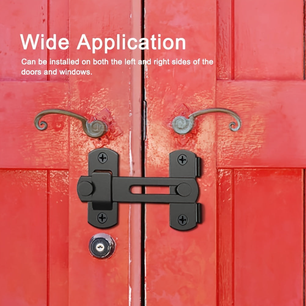 2 pc Stainless Steel Barn Door Lock, 180° Flip Sliding Latch with Manual Handle, Mortise Lock for Garage, Bathroom, Outdoor - Unfinished Finish, Normal Door Handing