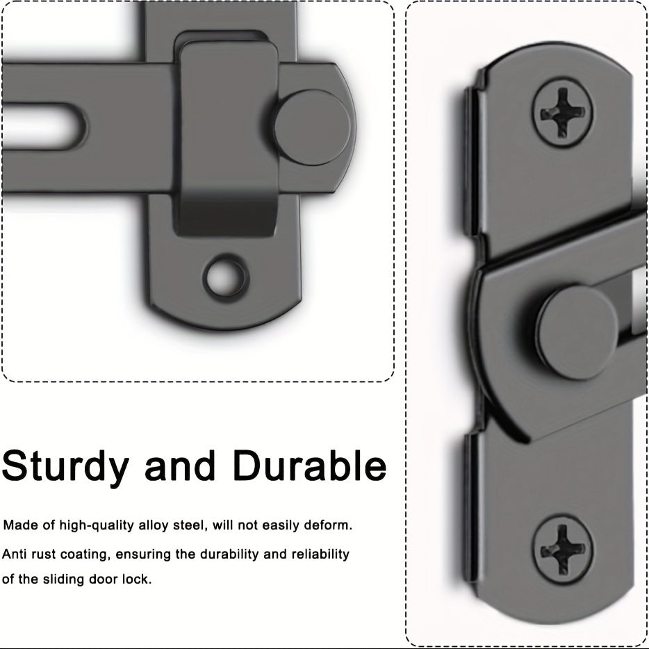 2 pc Stainless Steel Barn Door Lock, 180° Flip Sliding Latch with Manual Handle, Mortise Lock for Garage, Bathroom, Outdoor - Unfinished Finish, Normal Door Handing