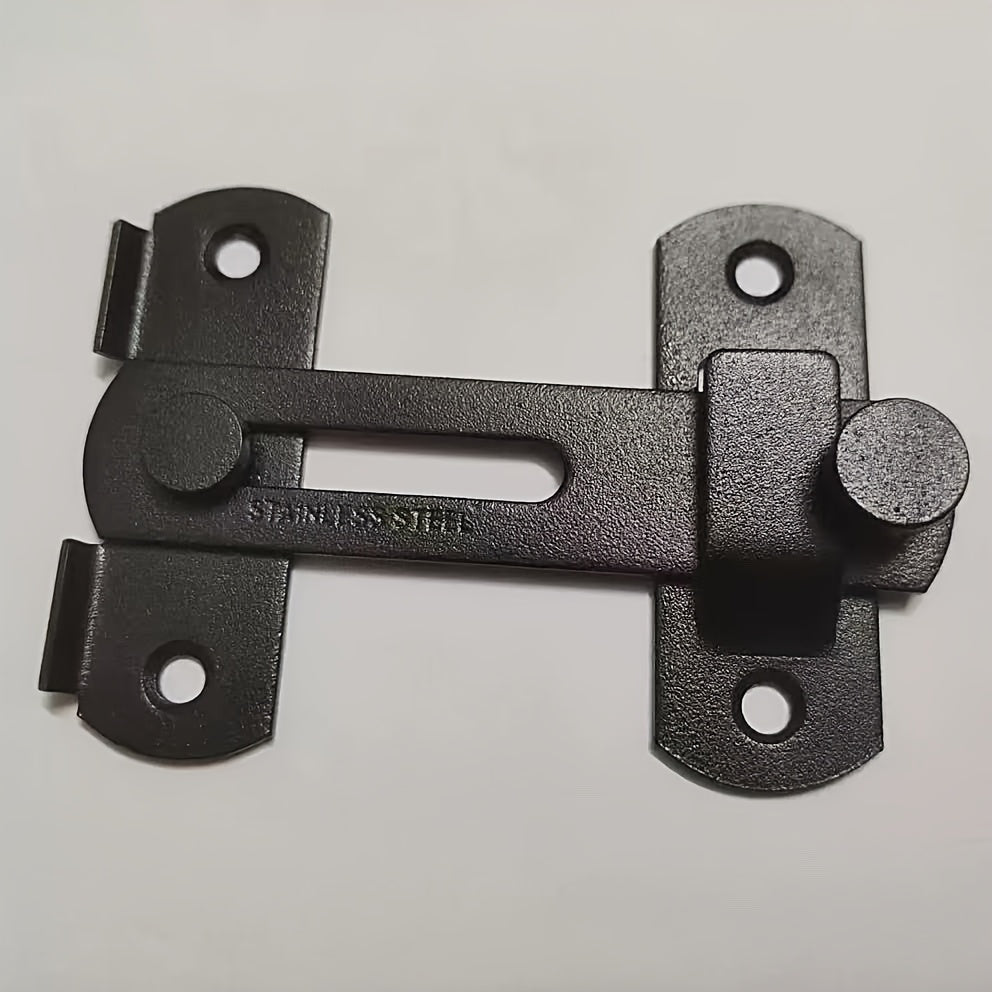 2 pc Stainless Steel Barn Door Lock, 180° Flip Sliding Latch with Manual Handle, Mortise Lock for Garage, Bathroom, Outdoor - Unfinished Finish, Normal Door Handing