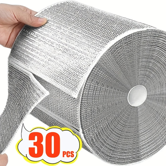 50/30/10pcs Microfiber Metal Wire Cloth, Silvery Grey, Double-sided Reusable, Fade Resistant, Weather Resistant, Shrink Resistant, for Tableware, Cooking Utensils, Kitchen and Bathroom Sinks, Commercial Cleaning