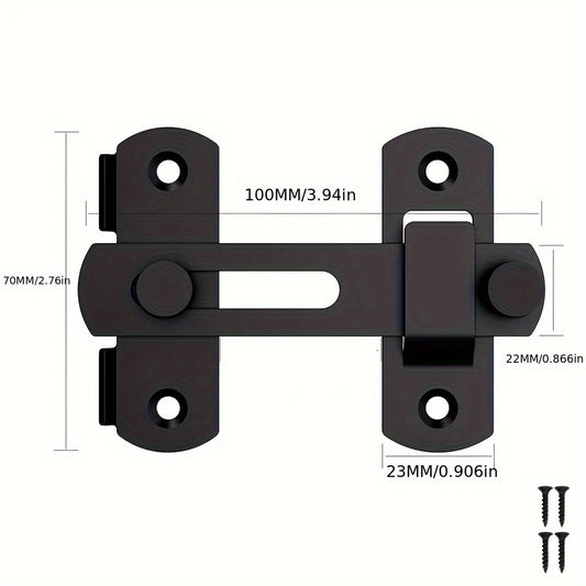2 pc Stainless Steel Barn Door Lock, 180° Flip Sliding Latch with Manual Handle, Mortise Lock for Garage, Bathroom, Outdoor - Unfinished Finish, Normal Door Handing