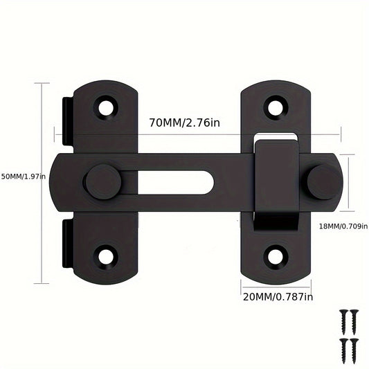 2 pc Stainless Steel Barn Door Lock, 180° Flip Sliding Latch with Manual Handle, Mortise Lock for Garage, Bathroom, Outdoor - Unfinished Finish, Normal Door Handing