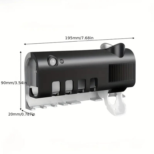 NIJ Sleek White Smart Toothbrush Holder with Automatic Toothpaste Dispenser - USB Rechargeable, Wall-Mounted, Multi-Brush Capacity, Built-In Ventilation Slits, Ideal for Family Bathrooms & Businesses, Toothbrush And Toothpaste Holder